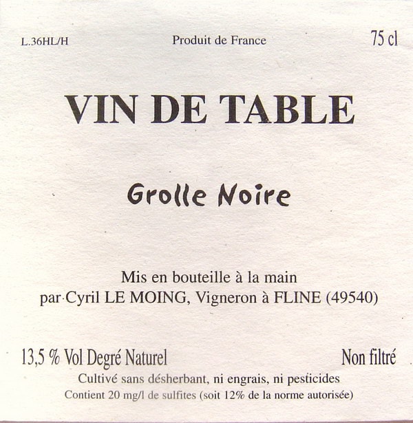 Этикетка французского столового вина